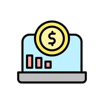 Notebook coin dollar icon. Simple color with outline vector elements of Illustrazione stock