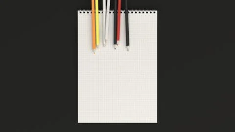 Notebook with colorful pencils Stock Illustration