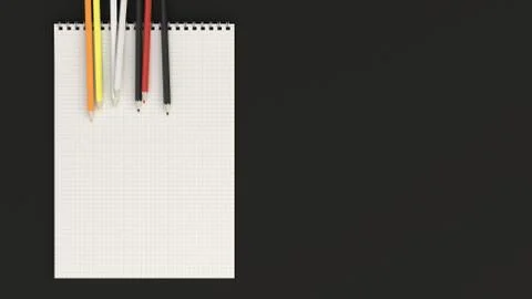 Notebook with colorful pencils Stock Illustration