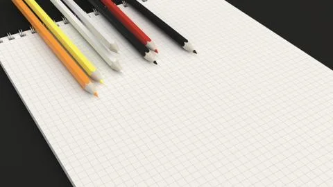 Notebook with colorful pencils Stock Illustration