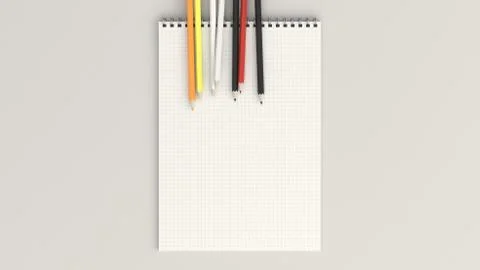 Notebook with colorful pencils Stock Illustration