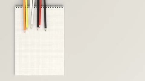Notebook with colorful pencils Stock Illustration