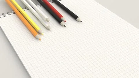 Notebook with colorful pencils Stock Illustration