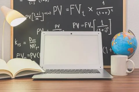 Notebook computer On the desk Stock Photos