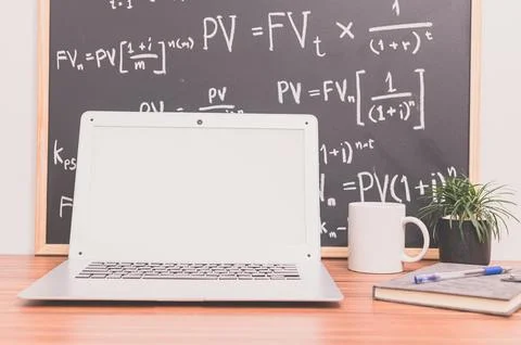 Notebook computer On the desk Stock Photos