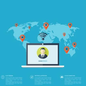 Notebook, computer icon. Social media, network concept. Global communication. Illustrazione stock