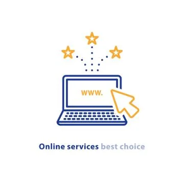 Notebook computer line icon, internet business, web promotion, using laptop イラスト素材