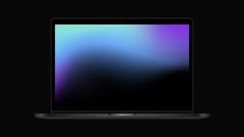 Notebook Computer Mockup with Blue Gradient Screen Stock Illustration