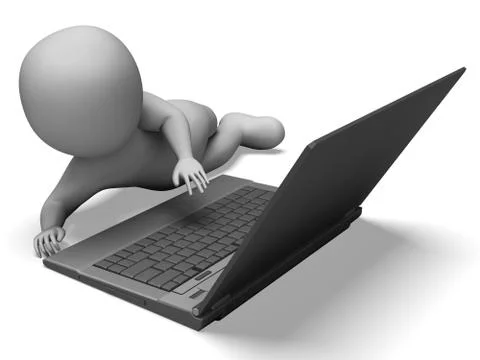 Notebook computer shows browsing web online 库存插图