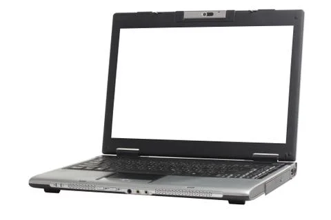 Notebook computer  on white background with blank screen, clipping path inclu Stock Photos