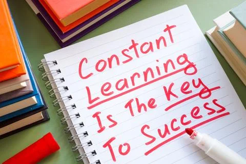 Notebook with constant learning is the key to success. Personal growth  Stock Photos