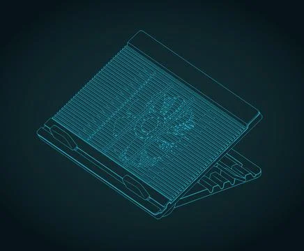 Notebook cooling pad isometric blueprint Illustrazione stock