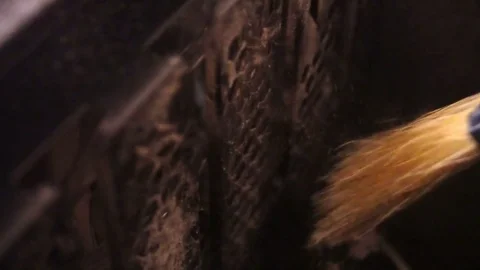 Notebook cooling system cleaning with a brush during service maintenance Stock Footage 77172265