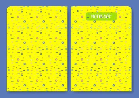 Notebook cover bright flourish simple pattern. Aesthetic worksheet with floral Stock Illustration