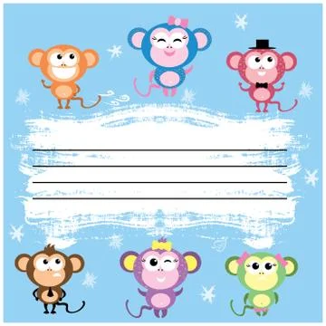 Notebook cover design with  cute monkey Stock Illustration
