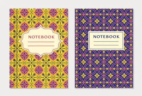 Notebook cover designs. Vector set. イラスト素材