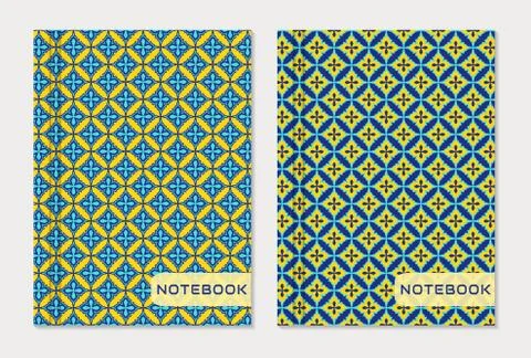 Notebook cover designs. Vector set. Stock Illustration