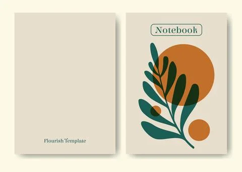 Notebook cover template minimalist design. Printable stationery with flourish Stock Illustration