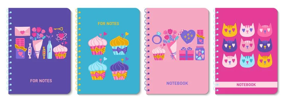 Notebook cover Valentines Day elements set wedding Valentine love concept design Illustrazione stock