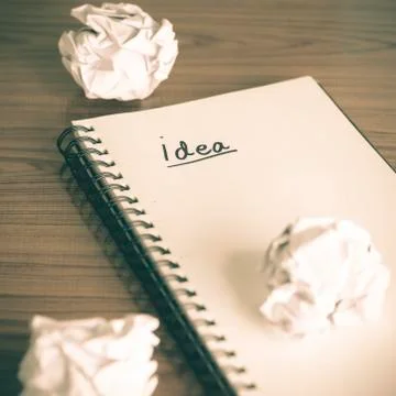 Notebook with crumpled paper Stock Photos