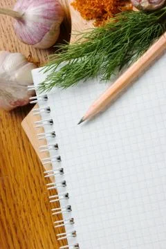 Notebook for culinary recipes Foto stock