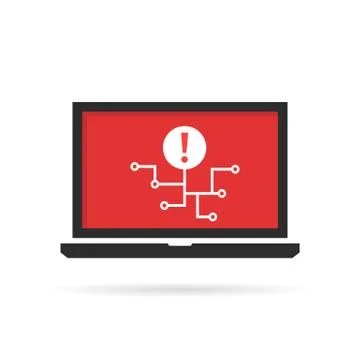 Notebook with cyber attack and virus spread Illustrazione stock