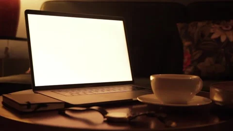 Notebook with dolly slight (white screen) 스톡 동영상 137824844