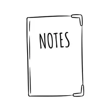Notebook doodle image logo. Media highlights graphic symbol Stock Illustration