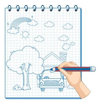 A notebook with a doodle sketch design at the cover page Stock Illustration
