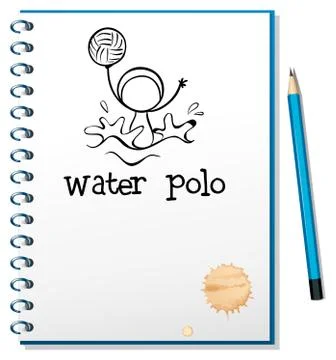 A notebook with a drawing of a boy playing water polo Stockillustratie