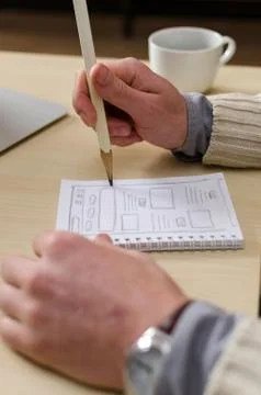 A notebook with a drawing table in it Stock Photos