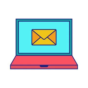 NoteBook With Email Icon Flat Design Stock Illustration