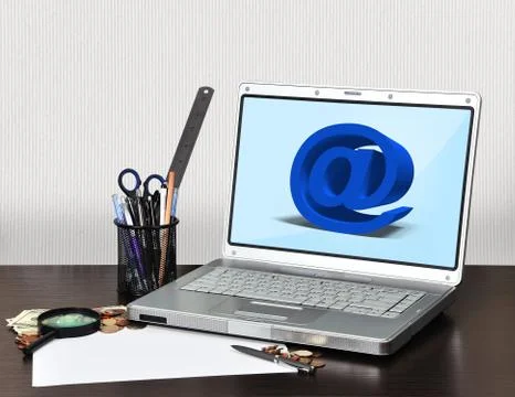 Notebook with email symbol Foto stock