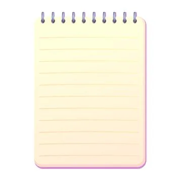 Notebook, empty paper for notes, journal with spiral top view in cartoon style Stock Illustration