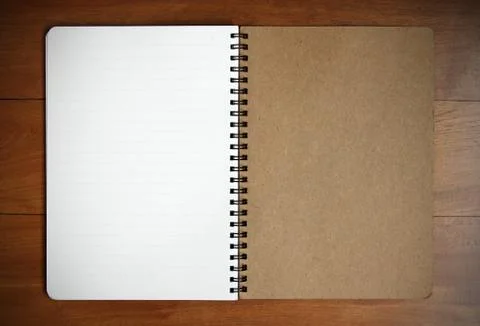 Notebook empty on wooden Stock Photos