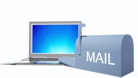 Notebook, envelope and mailbox. 3d illustration Stock Footage 129207631