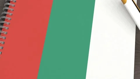 A notebook with the flag of Bulgaria and a lying pen Stock-Footage 167827979