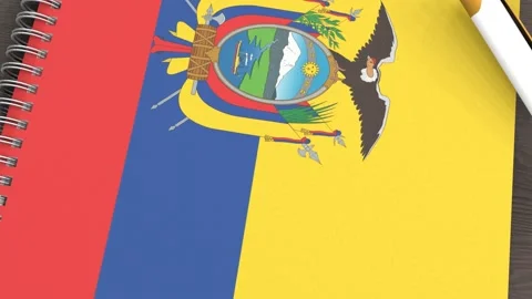 A notebook with the flag of Ecuador and a lying pen Video stock 167828044