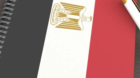 A notebook with the flag of Egypt and a lying pen 스톡 동영상 167828051