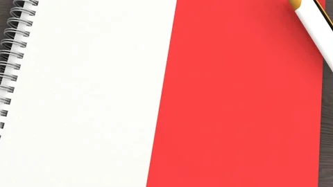 A notebook with the flag of Indonesia and a lying pen Stock Footage 167828119