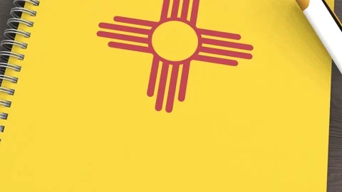 A notebook with the flag of New Mexico and a lying pen Video stock 167828456