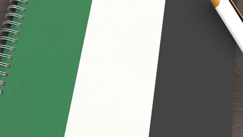 A notebook with the flag of Palestine and a lying pen Stock Footage 167828236