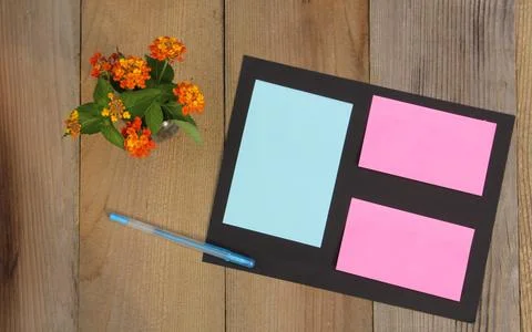 Notebook With Flags and Sticky Notes Stock Photos