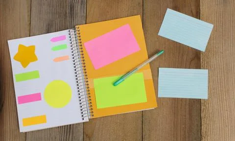 Notebook With Flags and Sticky Notes Foto stock