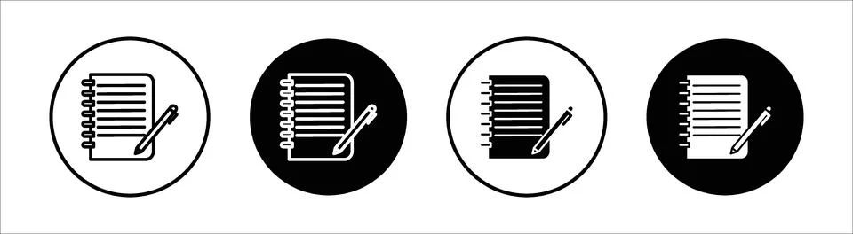 Notebook flat line icon set. Notebook Thin line illustration vector Stock Illustration