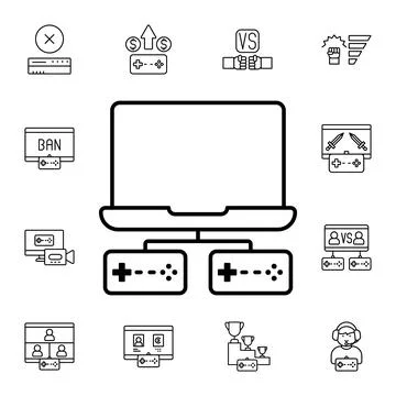 Notebook, game, game controller flat vector icon in esport pack Stock Illustration