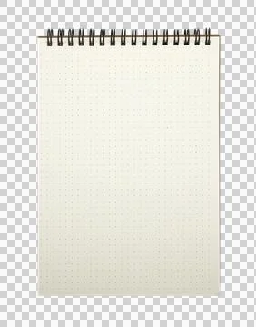 The notebook has a dot point with a looped spine on transparent background .. Stock Photos