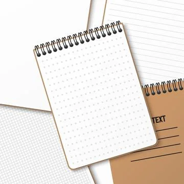 A notebook with a horizontal spring coil lies on top of another notebook. Not Stockillustratie