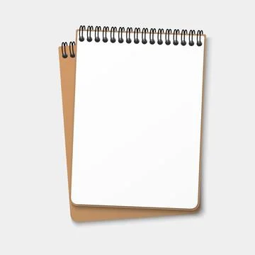 A notebook with a horizontal spring coil lies on top of another notebook. N.. Stock Illustration