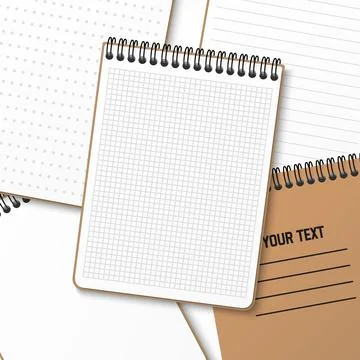 A notebook with a horizontal spring coil lies on top of another notebook. N.. Stock Illustration